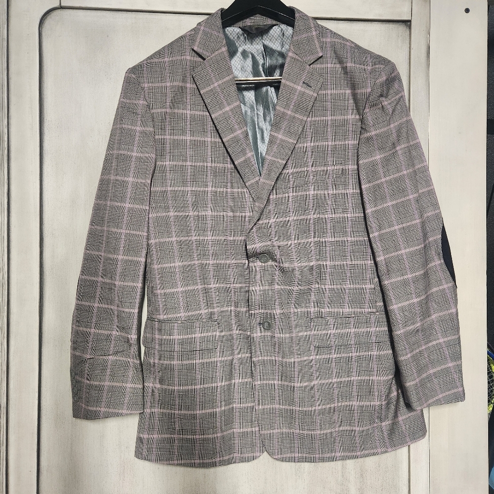 Fortini Gray And Purple Plaid Blazer